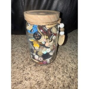 Jar of Buttons Decorative Vintage Crafting Sewing Bulk Mixed Lot